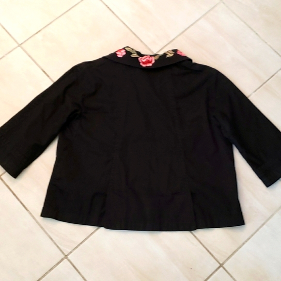 Ambition Retro A-Line Floral Collar Crop Jacket Size Large - Picture 13 of 14